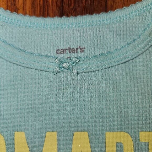 6 for $25 🎃 Carter's Blue Glittery Thermal Pajama Top Toddler Size 2T - Picture 2 of 5
